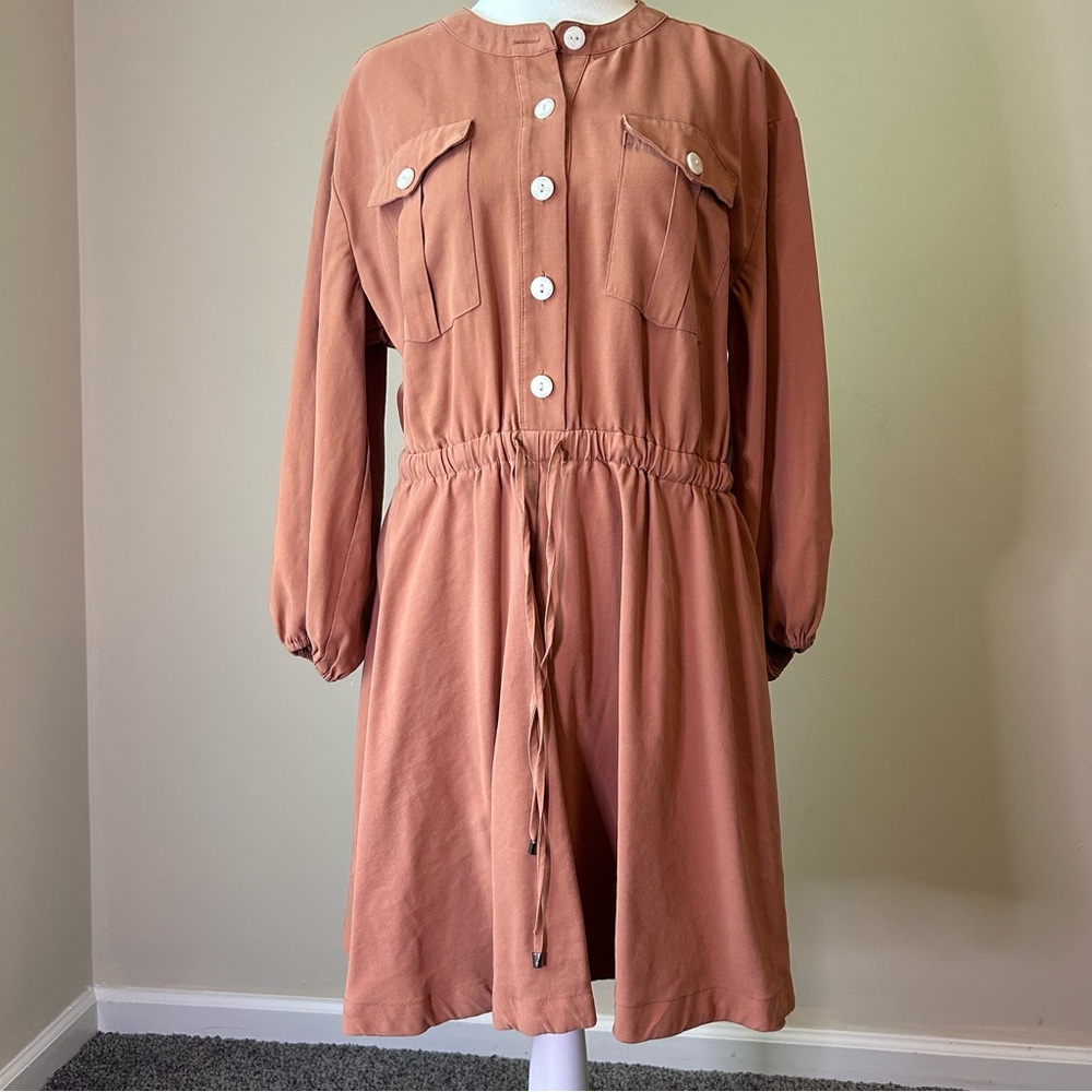 Nine West Terracotta Button-Up Dress